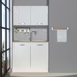 Decoraktiv Mini 100 MDF Hazır Mutfak Dolabı - Tezgah Dahil - Parlak Beyaz