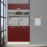 Decoraktiv Mini 100yt Mdf Hazır Mutfak Dolabı - Tezgah Dahil - Bordo