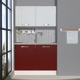 Decoraktiv Mini 120 MDF Hazır Mutfak Dolabı - Tezgah Dahil - Bordo - Beyaz