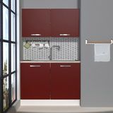 Decoraktiv Mini 120 MDF Hazır Mutfak Dolabı - Tezgah Dahil - Bordo