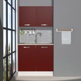 Decoraktiv Mini 90 MDF Hazır Mutfak Dolabı - Tezgah Dahil - Bordo