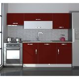 Decoraktiv Prestij 220 MDF Hazır Mutfak Dolabı - Tezgah Dahil - Bordo