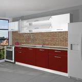 Decoraktiv Prestij 280 MDF Hazır Mutfak Dolabı - Tezgah Dahil - Bordo - Beyaz