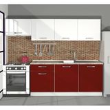 Decoraktiv Smart 240 MDF Hazır Mutfak Dolabı - Tezgah Dahil - Bordo - Beyaz