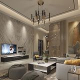 Decoraktiv Trendstyle 4s MDF Tv Ünitesi ve Orta Sehpa 2'li Set - Beyaz Siyah Mermer
