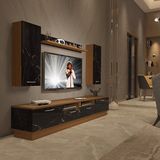 Decoraktiv Trendstyle 5220d MDF TV Sehpa Ünitesi - Ceviz Siyah Mermer