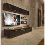 Decoraktiv Trendstyle 5220da Ceviz Siyah Slm Tv Ünitesi Tv Sehpası