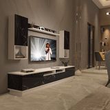 Decoraktiv Trendstyle 5220das MDF TV Sehpa Ünitesi - Beyaz Siyah Mermer