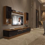 Decoraktiv Trendstyle 5220das MDF TV Sehpa Ünitesi - Ceviz Siyah Mermer