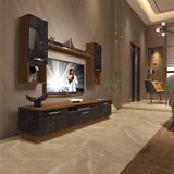 Decoraktiv Trendstyle 5da MDF TV Sehpa Ünitesi - Ceviz Siyah Mermer