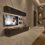 Decoraktiv Trendstyle 5s MDF TV Sehpa Ünitesi - Ceviz Siyah Mermer