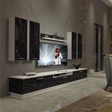 Decoraktiv Trendstyle 8d MDF TV Sehpa Ünitesi - Beyaz Siyah Mermer
