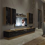 Decoraktiv Trendstyle 8D Pera Siyah Mermer MDF Tv Ünitesi