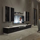 Decoraktiv Trendstyle 8ds MDF TV Sehpa Ünitesi - Beyaz Siyah Mermer