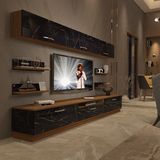 Decoraktiv Trendstyle 8y MDF TV Sehpa Ünitesi - Ceviz Siyah Mermer