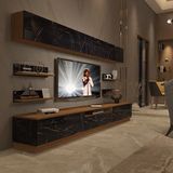 Decoraktiv Trendstyle 8YS Ceviz-Siyah Mermer MDF Tv Ünitesi