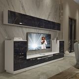 Decoraktiv Trendstyle 9 MDF TV Sehpa Ünitesi - Beyaz Siyah Mermer