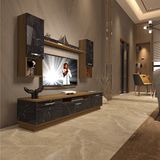 Decoraktiv Trio 5da MDF TV Sehpa Ünitesi - Pera Siyah Mermer