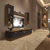 Decoraktiv Trio 5da Mdf Tv Ünitesi Tv Sehpası - Pera Siyah Mermer