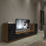 Decoraktiv Trio On2 MDF TV Sehpa Ünitesi - Ceviz Siyah Mermer