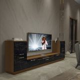 Decoraktiv Trio On2 Mdf Tv Ünitesi Tv Sehpası - Ceviz Siyah Mermer