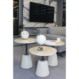 DECORAMİS Milano Zigon Sehpa Traverten Mdf - Zigon Sehpa 3'lü