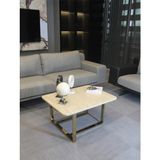 DECORAMİS Palermo Orta Sehpa Traverten - Gold - Dekoratif Orta Sehpa - Orta Sehpa