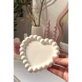DECORATİF Dekoratif Kalp Şeklinde Boncuk Detaylı Takı Tabağı - Aksesuar Tepsisi