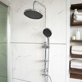 Decordem Banora Deluxe Yuvarlak Duş Sistemi, 2 Fonksiyon El Duşu Takımı, Paslanmaz Çelik, Standart Sabunluk, Krom