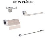 Decordem Banora Ikon 4'lü Premium Lux Banyo Seti, Pirinç Paslanmaz, Krom