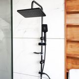 Decordem Banora Lux Kare Duş Sistemi, 2 Fonksiyon El Duşu Takımı, Paslanmaz Çelik, Standart Sabunluk, Siyah