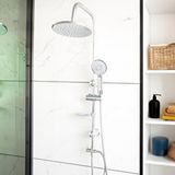 Decordem Banora Lux Yuvarlak Duş Sistemi,2 Fonksiyon El Duşu Takımı, Paslanmaz Çelik, Standart Sabunluk, Krom
