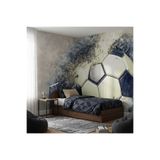DecorDrive 3D Geometrik Altıgen Futbol Topu Desenli Duvar Kağıdı