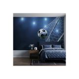 DecorDrive Ağlarla Buluşan Futbol Topu Manzaralı 3D Spor Duvar Kağıdı