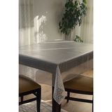Decorecor Lüks Silinebilir Hijyenik Hasır Desen Şeffaf Kaplama Pvc Muşamba Masa Örtüsü 043-D - Krem - 140 x 200 cm