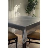 Decorecor Lüks Silinebilir Hijyenik Hasır Desen Şeffaf Kaplama Pvc Muşamba Masa Örtüsü 043-R - Gri - 140 x 170 cm
