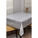 Decorecor Lüks Silinebilir Hijyenik Hasır Desen Şeffaf Kaplama Pvc Muşamba Masa Örtüsü 043-W - Beyaz - 100 x 140 cm