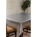 Decorecor Lüks Silinebilir Hijyenik Iplik Desen Şeffaf Kaplama Pvc Muşamba Masa Örtüsü 033-R - Gri - 140 x 160 cm