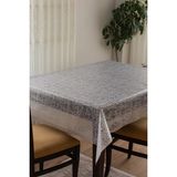 Decorecor Lüks Silinebilir Hijyenik Iplik Desen Şeffaf Kaplama Pvc Muşamba Masa Örtüsü 033-W - Beyaz - 140 x 160 cm