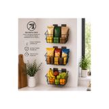 decorel Decorelax 21x21 cm Yapışkanlı Duvar Sepeti 3'lü Set - Ekonomik Ev ve Ofis Düzenleyici Tel Sepet Komb