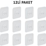 Decorelax 12'li Kendinden Yapışkanlı Raf Tutucu Kanca Şeffaf Duvar Askı Aparatı Delmeden Çerçeve Askısı