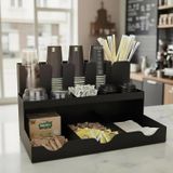 Decorelax 13 Bölmeli Bardaklıklı Self Servis Organizer Standı - Siyah Çay Kahve İstasyonu Düzenleyici, Ofis, Kafe ve Kiosk Tipi 16oz Uyumlu Karton Bardak ve Pipet Tutucu