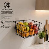 Decorelax 21X21 cm Yapışkanlı Duvar Sepeti Tekli - Mutfak Banyo Çalışma Odası Düzenleyici Metal Sepet Siyah