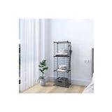 Decorelax 3 Bölmeli Tel Küp Çok Amaçlı Organizer Raf Siyah 33cm Mutfak, Oyuncak, Kiler, Depolama Rafı