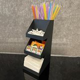 decorelax 3 Katlı 5 Bölmeli Metal Pipet, Peçetelik, Şekerlik Siyah Organizer Stand Model - 3