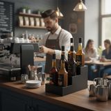 Decorelax 3 Katlı 6 Bölmeli Şurup Standı Siyah - Barista Kahve Şurubu ve Sos Düzenleyici Stand, Kahve Köşesi Organizer Rafı (Model 1)