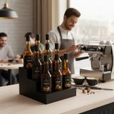 Decorelax 3 Katlı 9 Bölmeli Şurup Standı Siyah - Geniş Barista Kahve Şurubu ve Sos Düzenleyici Stand, Kahve Köşesi Organizer Rafı (Model 1)