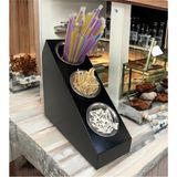 Decorelax 3 Katlı Pipetlik Karıştırıcı Şeker Çatal Bıçak Kaşıklık Organizer Kafe Restoran Ürün Düzenleyici Siyah Stand