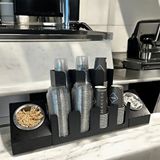 Decorelax 3 ve 4 Bölmeli Karton Bardaklık + 2' Li Tek Yuvalı Karistirici ve Şeker Endüstriyel Mutfak Kahve Aksesuar Düzenleyici Siyah Çok Bölmeli Kafe/ofis Kahve Standı