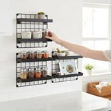 decorelax 3'lü 33x33 Dekoratif Hasır Tel Duvar Paneli 6 Raflı Siyah